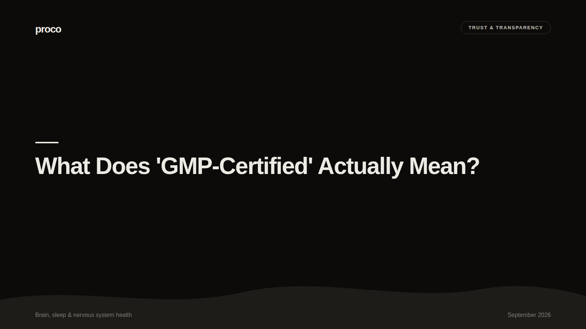 What Does "GMP-Certified" Actually Mean for a Supplement? — Proco