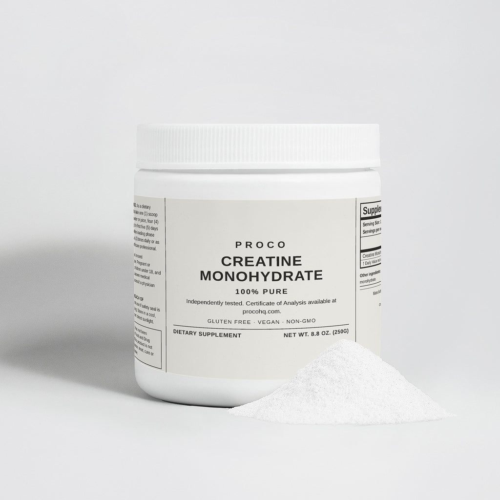 Proco Creatine Monohydrate powder scoop close-up