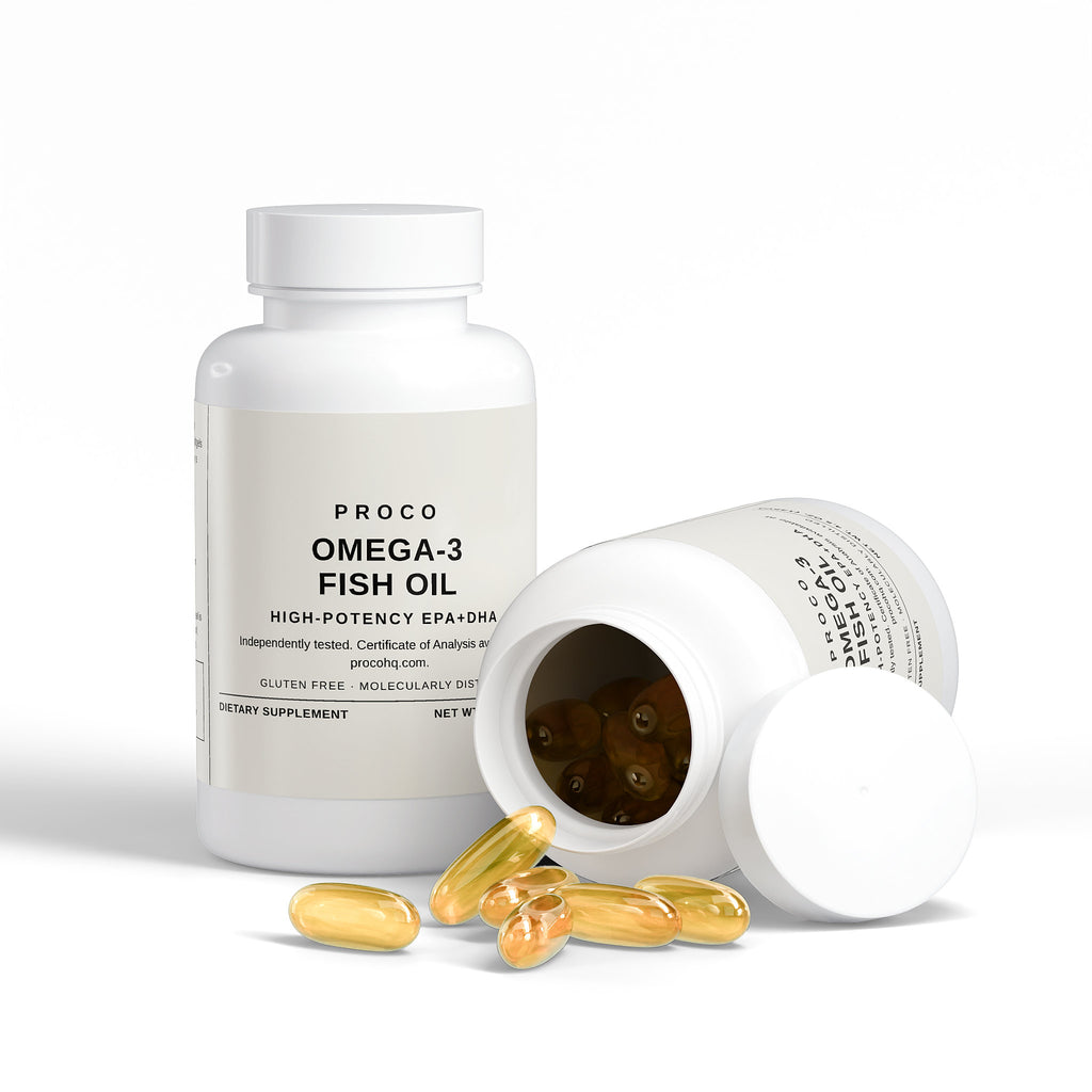 Proco Omega-3 supplement label and dosing information