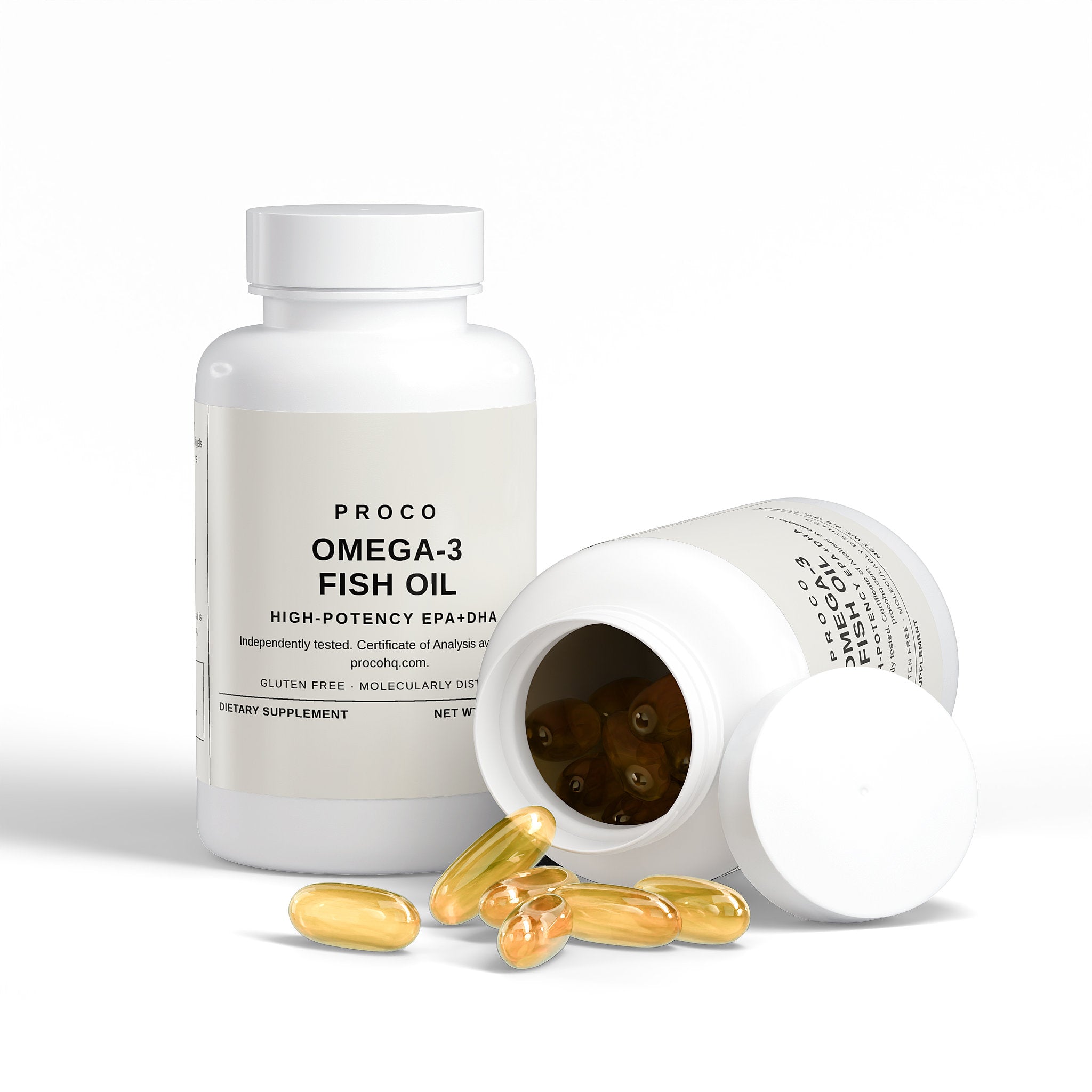 Proco Omega-3 supplement label and dosing information