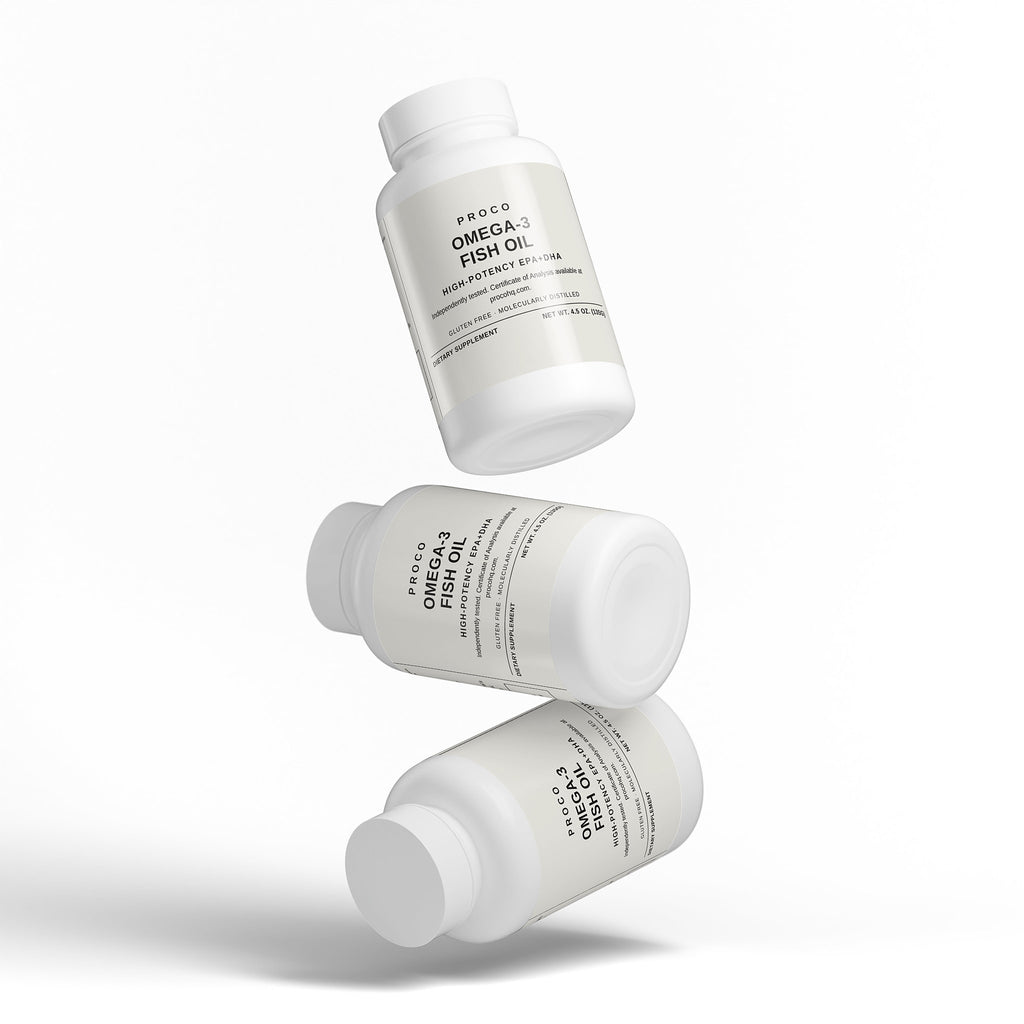 Proco Omega-3 softgel capsules close-up