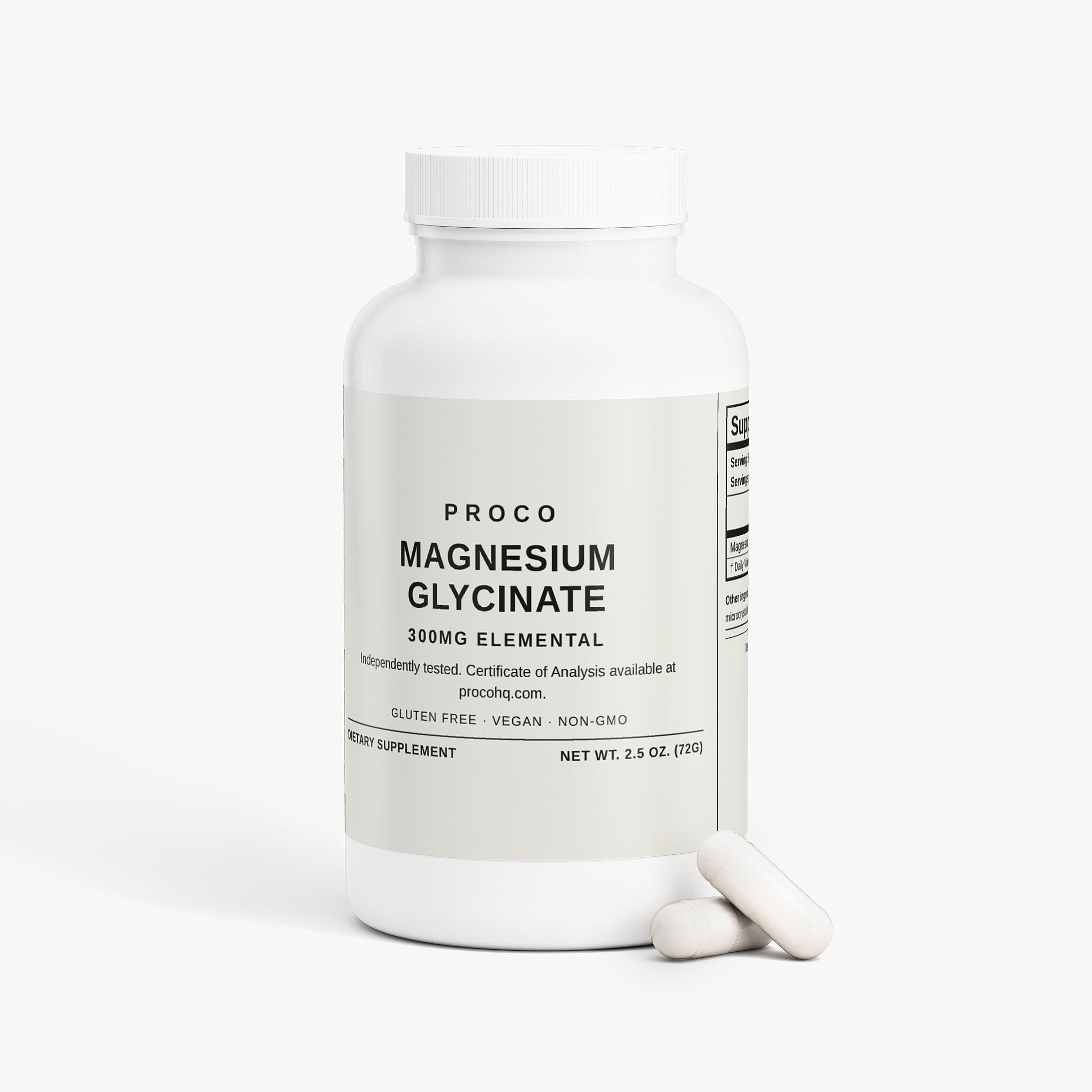 Proco Magnesium Glycinate supplement label and ingredients