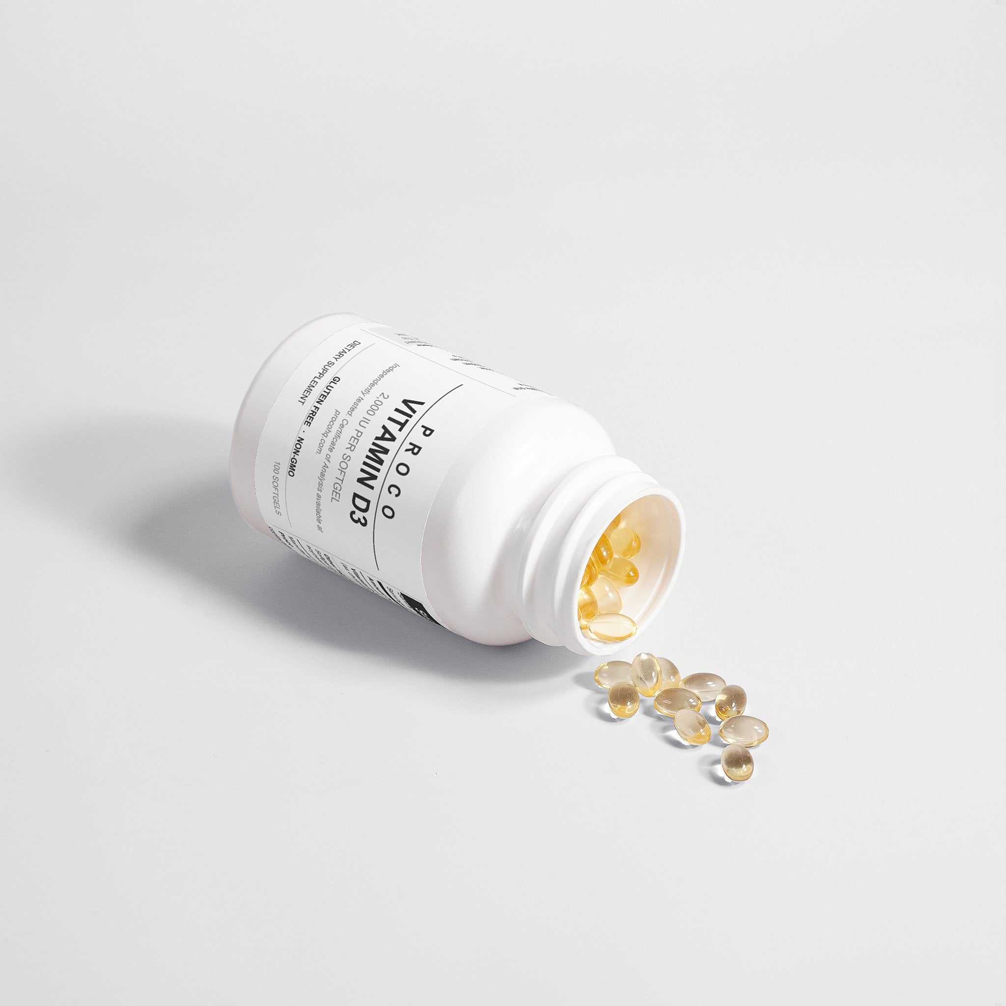 Proco Vitamin D3 supplement bottle side view