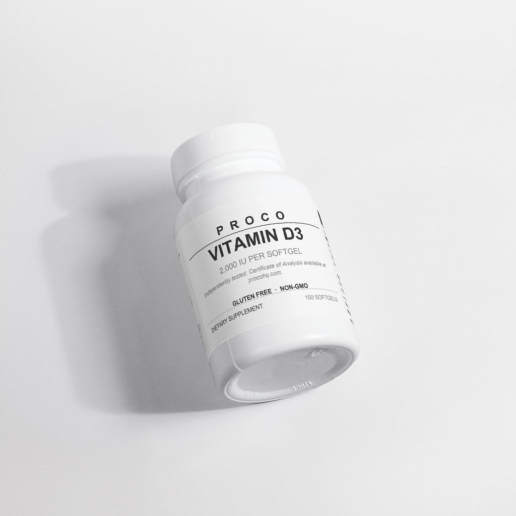 Proco Vitamin D3 2000IU supplement label and ingredients