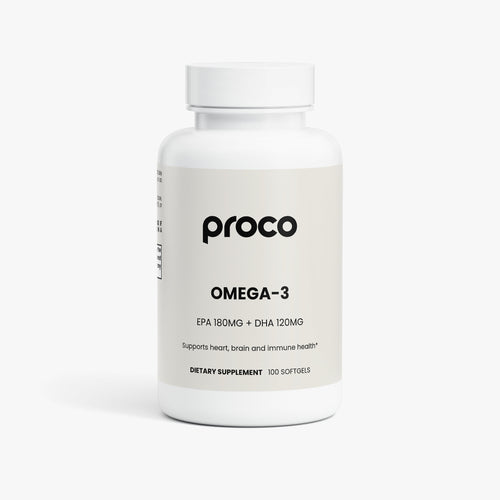 Proco Omega-3 EPA/DHA softgel bottle, front label